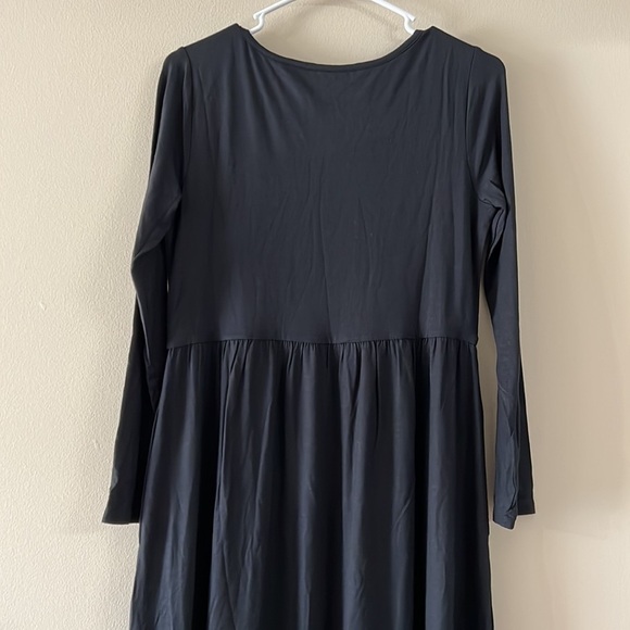 Soft Surroundings Black Jersey Stretch Long Sleeve Maxi Dress - Picture 4 of 9